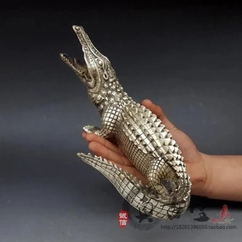 Antik medenina silver plated krokodil okraski
