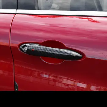 ABS Ogljikovih Vlaken Slog Zunanje Strani Vrat Ročaj Kritje za Alfa Romeo Giulia 2017 Black 8Pcs/Set Zunanje kljuke Nalepke