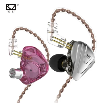 KZ ZSX Kovinski Slušalke 5BA+1DD Hibridne tehnologije, 12 voznik HIFI Bas Čepkov V Uho Zaslon Slušalke šumov Slušalke