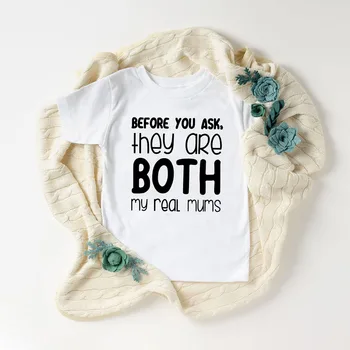 Oba Sta Moj Pravi Mums T-shirt Otroci Baby Krpo Tee Dve Mums/mame Družine, LGBTQ istospolnih Staršev Otroci Ponos Tee Spusti Ladje