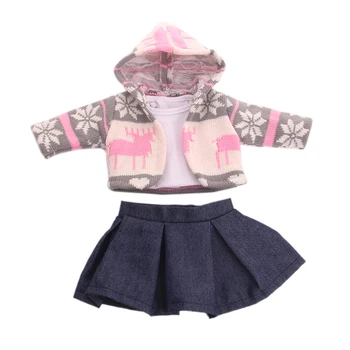 Jelena Vzorec Pulover Obleko=Krilo+Plašč+T-shirt Fit 18 Inch American&43 CM Baby Doll Obleke, Pribor,Dekle, Igrače,Generacije