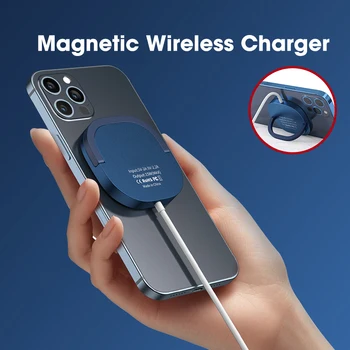 Magnetni Brezžični Polnilnik za iPhone 12 Pro Max 15W Qi Hitro Polnjenje Tipke za Magsafing Polnilnike Stojalo Gori Telefonska Podpora