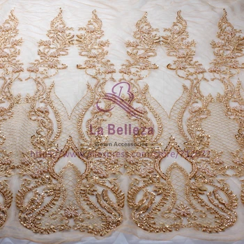La Belleza 1 Dvorišče zlato poroko stil čipke težka ročno neveste čipke fabirc 51