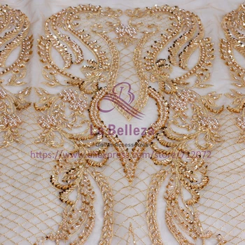 La Belleza 1 Dvorišče zlato poroko stil čipke težka ročno neveste čipke fabirc 51