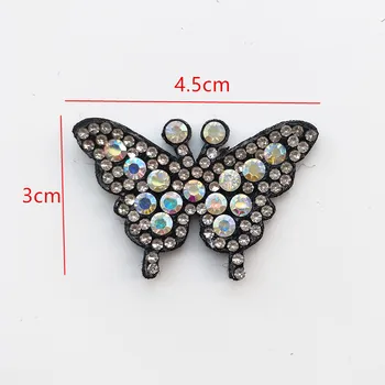 20pcs/veliko 4.5*3 cm, črne barve metulj diamond Appliques obliži za čevlje okraski za Blago DIY Lase Posnetek Dodatki
