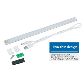 USB Touch Senzor Trakovi Zatemniti LED Bar Lučka Polica Pod Mizo Luč Za Spalnice Postelji Omari, Kabinet, Kopalnica, Čisto Bela