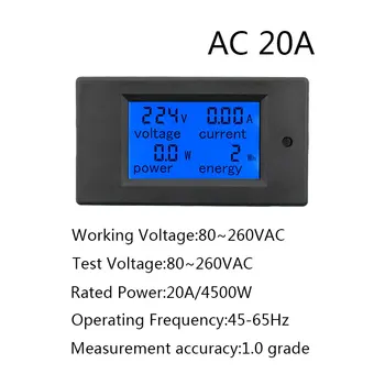 AC80-260V 0-100A 0-20A Digitalni Voltmeter Ampermeter Moč Energije Tester 110V 220V Trenutne Napetosti, Merilnik Moči Wattmeter Oskrbe DIY