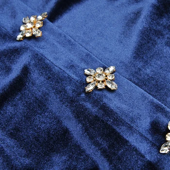SEQINYY Modro Žametno Obleko 2020 Jeseni, Pozimi Novo Modno Oblikovanje Ženske Bleščica Dolgo Luč Rokav Kristalno Visoke Kakovosti Sredine Obleko
