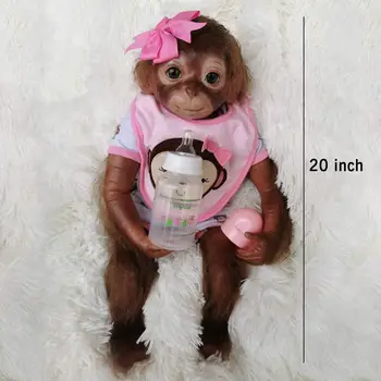 Opica Baby Doll Ročno Izdelan Podroben Barve Rodi Otroka Opica Newborn Baby Zbirateljske Umetnosti