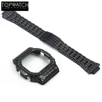 Nova Zasnova DW5600 Watch Band Črna Mreža Za GW-M5610 GW-5000 iz Nerjavečega Jekla Laser-Jedkano Watchband Kovinski Okvir Nastavite Z orodjem