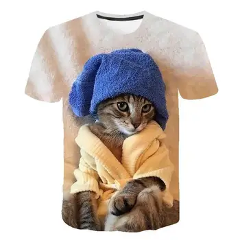 Siyah ve beyaz kedi T-shirt sevimli kedi uživati 3DT t-Shirt elenceli kedi gmlek T-shirt yaz Priložnostne kadn st T-shirt