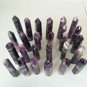 1pc 100mm 65g Naravni kristal ametist točke feng shui čakro, pregleden quartz crystal palico in zdravilnimi kristali kamni