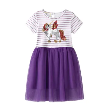 Skoki Metrov Samorog Obleko za Deklice Otrok Vezenje Vestidos Otroci Tutu Obleke Toddlers Poletje Bombaž Princesa Obleko
