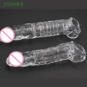 FXINBA Velike Realne Kondomi Pri Moških Večkratno uporabo Penis Rokav Za Moški Extender Dildo Ojačevalec Širitve Kondom Moški Petelin Seks Igrače