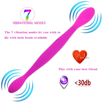 Dvojno Končalo Dildo USB Polnjenje Vibrator iz Silikona, Lezbijke, Vagina Analni Vibrator za G Spot Klitoris Stimulator Intimno Žensko Seks Igrače