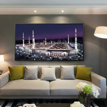 Islamski Sveti Deželi Velike Mošeje v Meki Platno, Slike, Plakate in grafike Stenskih slikah, za Dnevna Soba Dekoracijo Doma