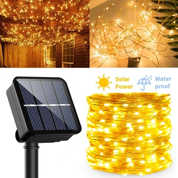 8 Načini LED na Prostem Sončne Svetilke Niz Luči 100 Led Pravljice Počitnice Božično zabavo Garland Sončni Vrt Nepremočljiva 10m
