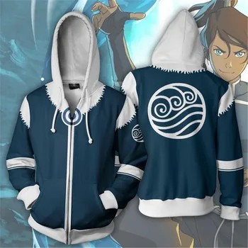 Moda Hoodies Avatar Legenda Korra 3d Tiskanja Zip Kapuco Ulične Priložnostne Cospaly Majica Plus Velikost 5xl