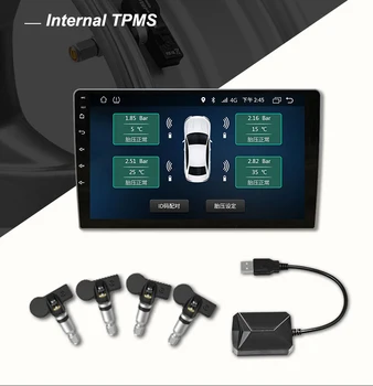 Avto TPMS USB Nadzor Tlaka v Pnevmatikah safty Sistem Za Android 9.0 Avto DVD-Predvajalnik 4 Senzorji Opozorilo Pnevmatike Temperature