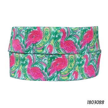 (50 jardov/veliko) Brezplačna dostava flamingo in cvet natisnjeni krat nad elastike za lase vezi