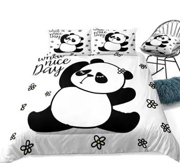 3 Kosov Srčkan Panda Posteljnina Otroci Fantje Dekleta Cartoon Živali Rjuhe Kritje Nastavite Panda Odeja Kritje Cvet Queen Postelja Nastavite Panda Dropship