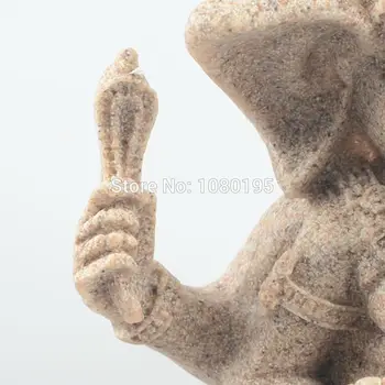 Ročno Klesan Peščenjak, ki Sedi Ganesh Buda Božanstvo Slon Hindujski Kip Dekor fantastično dober pogoj za Zbiranje nl917