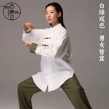 Ženske Tai Chi Kungfu Uniforme Chines Tradicionalnih Perilo Svoboden Širok Noge Joga Hlače Majica Priložnostne Borilne Veščine Meditacija Set