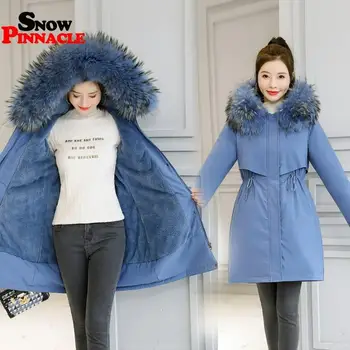 Plus sizeM-6XL Zimske Ženske jakna Priložnostne debel toplo mid-Dolgo krzno znotraj Hooded parkas Jopiči, ženski žep sneg coats