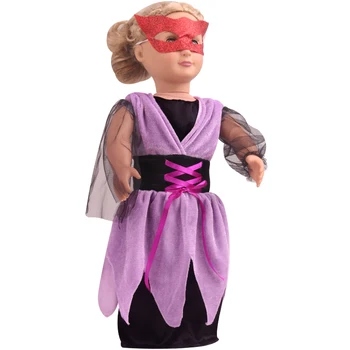18 inch Dekleta lutka obleko Nova Halloween vijolično čarovnice obleko + klobuk Ameriški novo rojen obleko Otroške igrače fit 43 cm baby doll c810