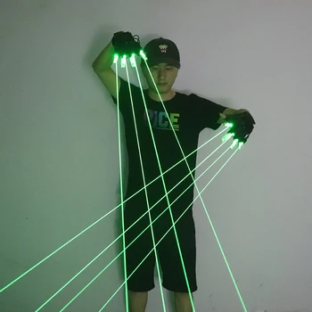 Zeleni Laser Rokavice Laserski Žarek Flash Prst,nočni klub Bar Pogodbenica Dance Pevka Rekviziti DJ Mehanske Rokavice LED Luči