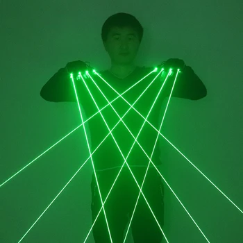Zeleni Laser Rokavice Laserski Žarek Flash Prst,nočni klub Bar Pogodbenica Dance Pevka Rekviziti DJ Mehanske Rokavice LED Luči