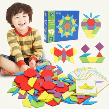 154pcs Montessori Lesene plošče Nastavite Pisane Baby Izobraževanja za Otroke Geometrijske oblike sestavljanke Učenja, Razvijanje Igrače