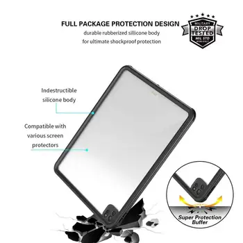 Za iPad Pro za 12,9 2020 IP68 Vodotesen Shockproof Nič Dokaz Tablični Primeru Silikona Primeru Tablet Zaščitnik Pokrov Črne