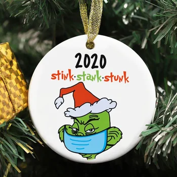 2020 Smrdijo Stank Stunk Ornament Krog Grinch Božič Obesek Ročno izdelan Okras, Darilo za Družino Stranka Dobave