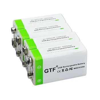 GTF NOVO 9V 1000mAh USB polnjenje Baterije li-ionska baterija za Polnjenje Mikro 9 v USB za Multimeter Mikrofon Igrače, Daljinsko upravljanje KTV