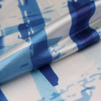 Geometrijske linije digitalno poslikane svile fizično stretch saten tkanine za majica tissus au meter tecidos metro poceni kitajski DIY