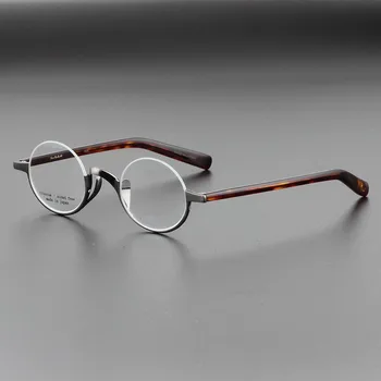 New Visoke Kakovosti Čistega Titana Moških Očala Okvirji Semi-rim Retro Krog Optični Kratkovidnost Ženske Očala Lahka Očala