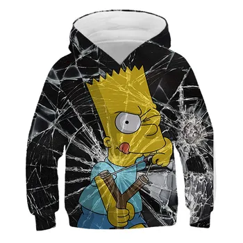 2020 Modo Jeseni, pozimi 3D Simpson hoodies 4-14 Let Fantje Dekleta Simpsons Priložnostne Hoodies Long Sleeve Hooded Otroci Oblačila
