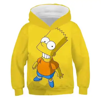 2020 Modo Jeseni, pozimi 3D Simpson hoodies 4-14 Let Fantje Dekleta Simpsons Priložnostne Hoodies Long Sleeve Hooded Otroci Oblačila