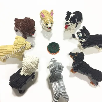 8 stilov Pet Husky Teddy Schnauzer Zlati Prinašalec psi živali model Mikro gradniki diamantni delci igrače za otroke