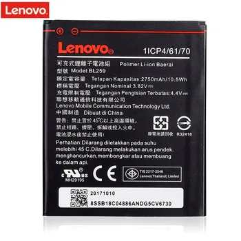 Original 2750mAh BL259 Za Lenovo Limone 3 3 K32C30 K32c36 Vibe K5 / K5 Plus / A6020a40 A6020 a40 A 6020a40 Baterije