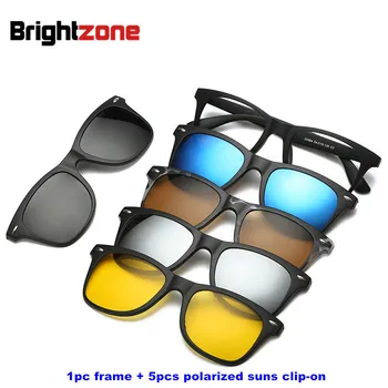 Brightzone 5+1 Set Kozarcev za Ženske, Moške Ogledalo Polarizirana Magnetni sončna Očala Clip-on Bi Recept Kratkovidnost Daljnovidnost Astigmatism