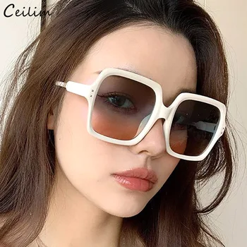 2021 Nov Modni Beli Kvadrat sončna Očala Ženske Luksuzne blagovne Znamke Oblikovalec Jasno Gradient Odtenkih za Ženske Retro sončna Očala UV400