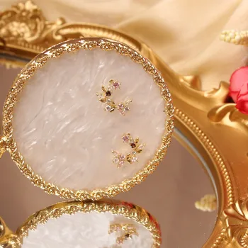 Južna Koreja je novo modno oblikovanje nakita lepe baker vdelan cirkon venec listov ženski cvet majhne in vsestranski uhani