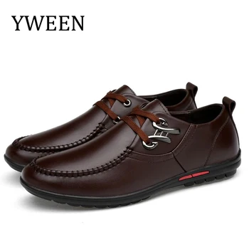 YWEEN Nove Moške Usnjene Priložnostne Čevlji Moški Urad čevlji za prosti čas Britanski moški čevlji