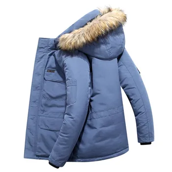Moška zimska jakna toplo debel bombaž Multi-žep hooded suknjič priložnostne moda velikosti moške puhovka plašč M-6XL