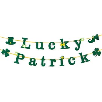 Počutil Srečen Patrick BannerShamrock St Patricks Day Okraski Stranka Rojstni Dan Baby Tuš Viseči Detelja Garland Irski Stranka