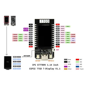 TTGO ESP32 1.14 palčni pisane LCD zaslon, WiFi Modul Bluetooth Dvojno Modul Razvoj Odbor Par Ar devinske 1.14 Polegada LCD