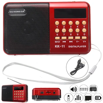 1 Kos Rdeče LCD Digitalni FM Radio Polnjenje prek kabla USB SD TF Kartica MP3 Predvajalnik Zvočnik Mini Prenosni Ročni Digitalni FM Radio Za Starejše
