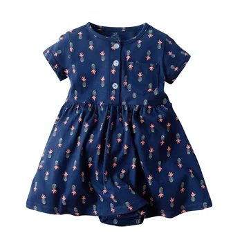 2019 Baby Gril Romper Novorojenčka Princesa Obleko Dekleta Obleke Sadje Ananas Tiskanja Bombaž Otroška Igralne Obleke Baby Girl Obleke
